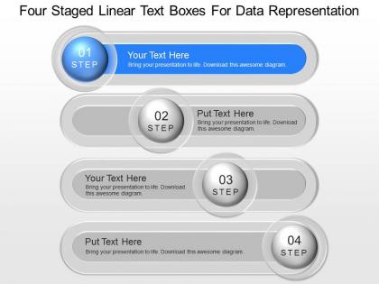 Ja four staged linear text boxes for data powerpoint template