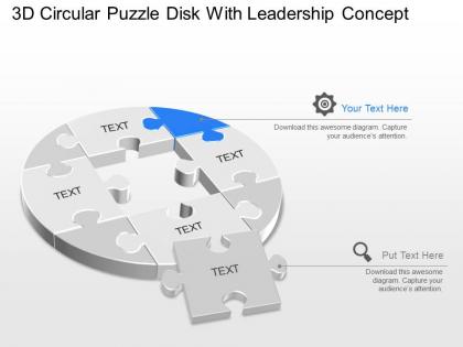 Jd 3d circular puzzle disk with leadership powerpoint template