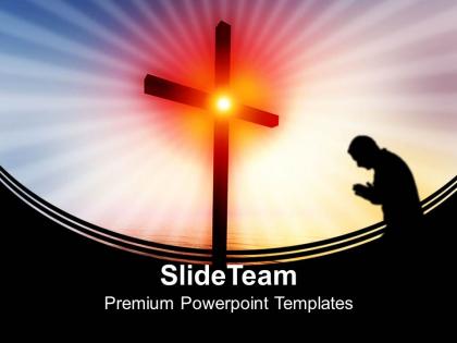 Jesus christ images powerpoint templates floating cross over the sea religion company ppt design slides