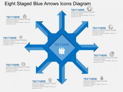 Jh eight staged blue arrows icons diagram flat powerpoint design