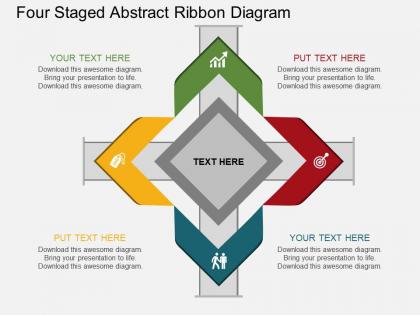 Jm four staged abstract ribbon diagram flat powerpoint design