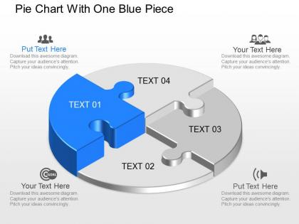 Jm pie chart with one blue piece powerpoint template