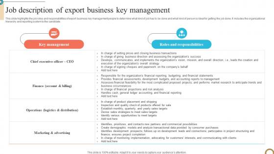 Job Description Of Export Business Key Foreign Trade Business Plan BP SS
