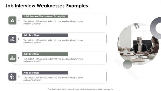 Job Interview Weaknesses Examples In Powerpoint And Google Slides Cpb