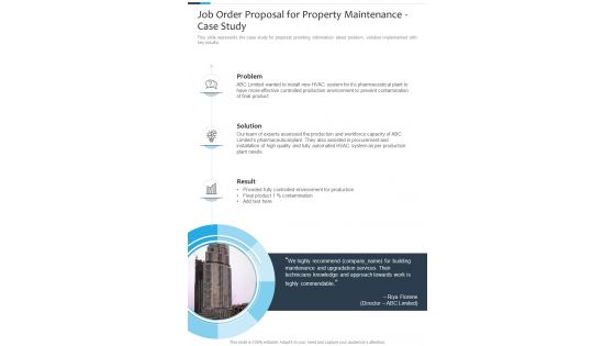 Job Order Proposal For Property Maintenance Case Study One Pager Sample Example Document