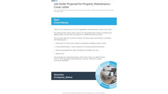 Job Order Proposal For Property Maintenance Cover Letter One Pager Sample Example Document