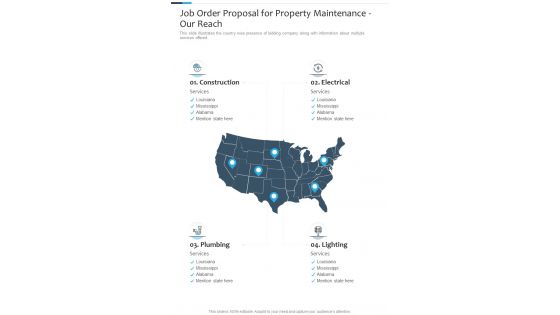 Job Order Proposal For Property Maintenance Our Reach One Pager Sample Example Document