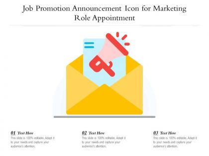Job promotion announcement icon for marketing role appointment