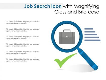 Job search icon with magnifying glass and briefcase