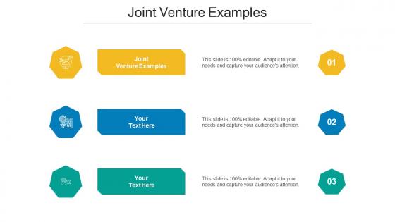 Joint Venture Examples Ppt Powerpoint Presentation Visual Aids Deck Cpb