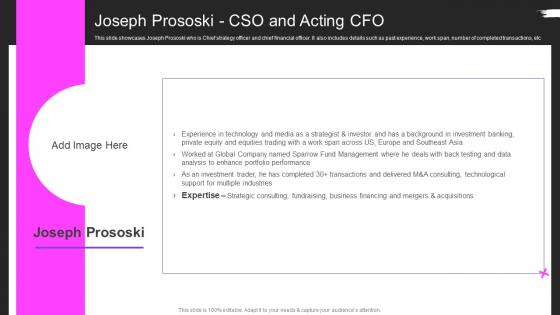 Joseph Prososki Cso And Acting Cfo Brag House Pitch Deck Ppt Show Graphics Download