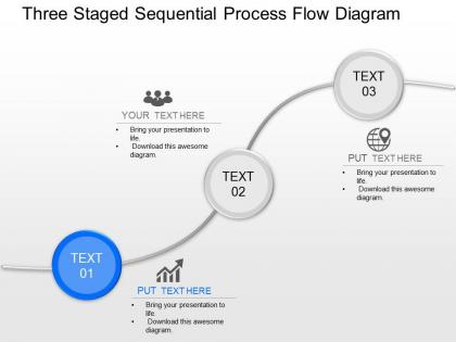 Jq three staged sequential process flow diagram powerpoint template