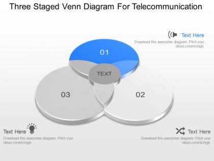 Jt three staged venn diagram for telecommunication powerpoint template