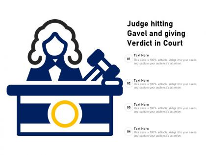 Judge hitting gavel and giving verdict in court