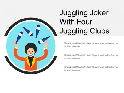 Juggling joker with four juggling clubs