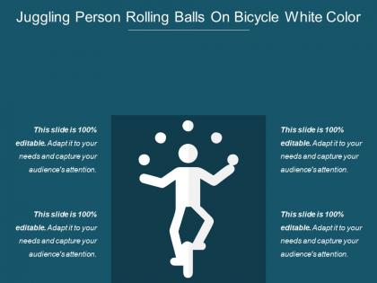 Juggling person rolling balls on bicycle white color