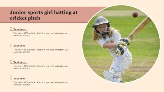 Junior Sports Girl Batting At Cricket Pitch