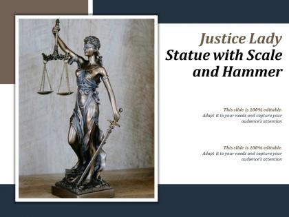 Justice lady statue with scale and hammer