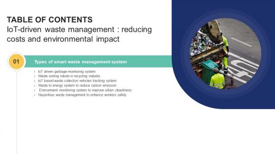 K158 IoT Driven Waste Management Reducing Costs And Environmental Impact Table Of Contents IoT SS V