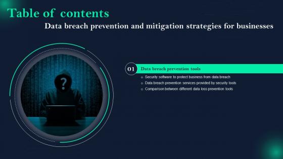 K81 Data Breach Prevention And Mitigation Strategies For Businesses For Table Of Contents