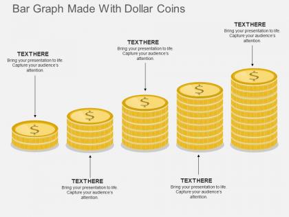 Ka bar graph made with dollar coins flat powerpoint design