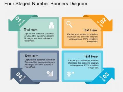 Kb four staged number banners diagram flat powerpoint design