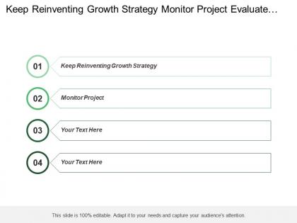 Keep reinventing growth strategy monitor project evaluate review