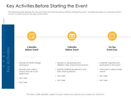 Key activities before starting the event plan offline and online trade advertisement strategies ppt pictures