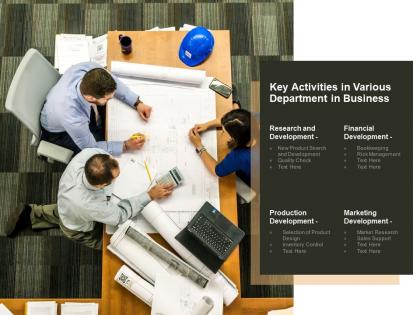 Key activities in various departments in business