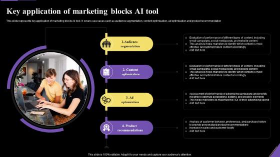 Key Application Of Marketing Blocks Ai Tool Application Of Artificial Intelligence AI SS V