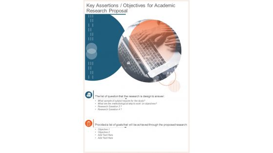 Key Assertions  Objectives For Academic Research Proposal One Pager Sample Example Document