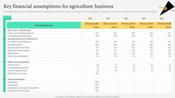 Key Assumptions For Agriculture Business Agriculture Products Business Plan BP SS