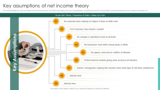 Key Assumptions Of Net Income Theory Capital Structure Approaches For Financial Fin SS
