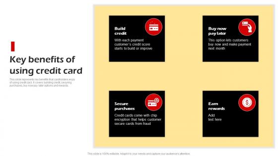 Key Benefits Of Using Credit Card Building Credit Card Promotional Campaign Strategy SS V