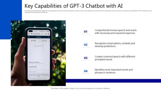 Key Capabilities of GPT 3 Chatbot with AI GPT Chatbot AI Technology ChatGPT SS