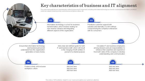 Key Characteristics Of Business And IT Alignment Ppt Slides Infographics