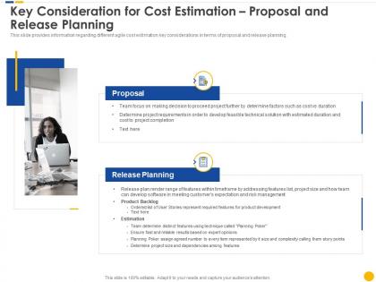 Key consideration for cost estimation proposal and release planning software project cost estimation it