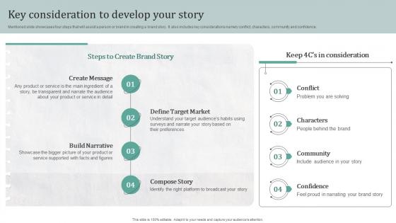 Key Consideration To Develop Your Story Creating A Compelling Personal Brand From Scratch