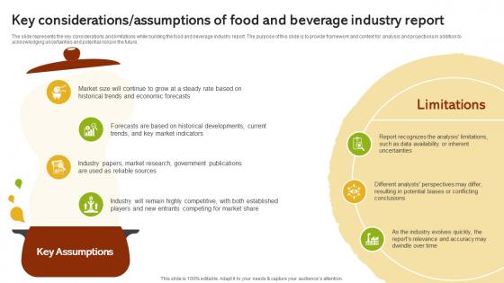 Key Considerations Assumptions Of Food And Beverage Industry Global Food And Beverage Industry IR SS