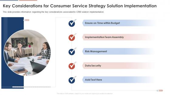 Key Considerations For Consumer Service Strategy Solution Implementation Consumer Service Strategy