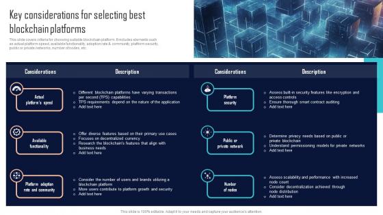 Key Considerations For Selecting Best Blockchain Platforms Comprehensive Evaluation BCT SS