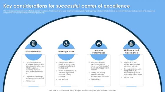Key Considerations For Successful Center Of Excellence