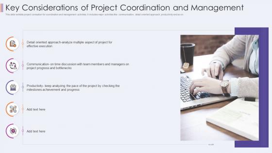 Key considerations of project coordination and management