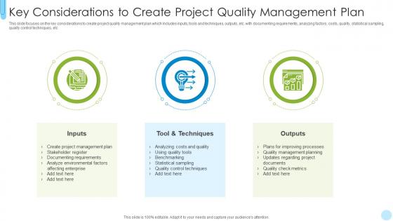 Key Considerations To Create Project Quality Management Plan
