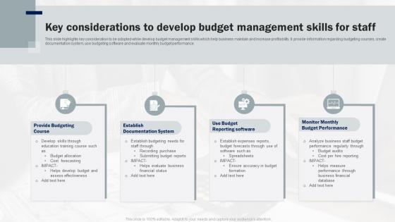 Key Considerations To Develop Budget Management Skills For Staff