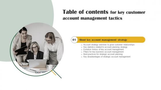 Key Customer Account Management Tactics Table Of Contents Strategy SS V