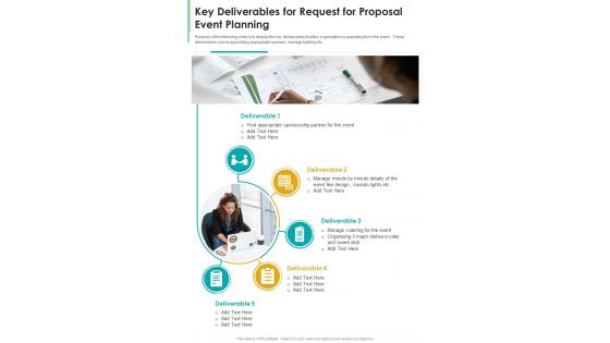 Key Deliverables For Request For Proposal Event Planning One Pager Sample Example Document