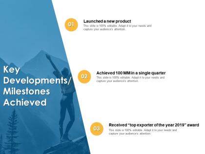 Key developments milestones achieved launched quarter ppt powerpoint clipart
