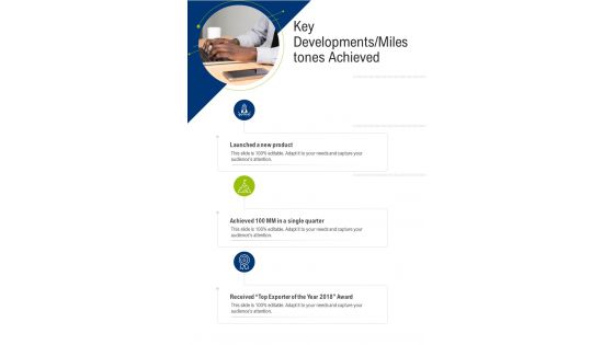 Key Developments Milestones Achieved One Pager Sample Example Document