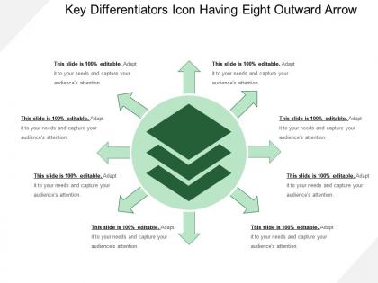 Key differentiators icon having eight outward arrow